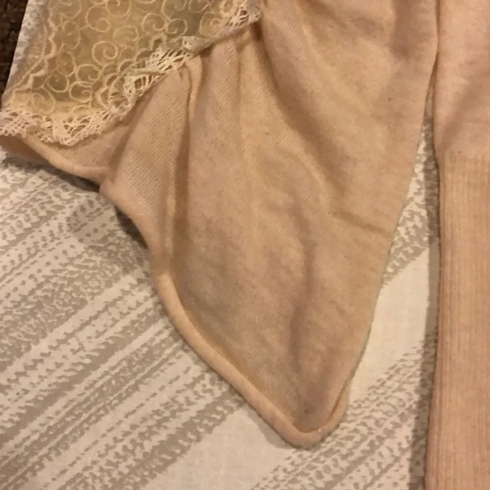 Knitted Knotted Anthropologie Ivory Lace Sweater Size Medium